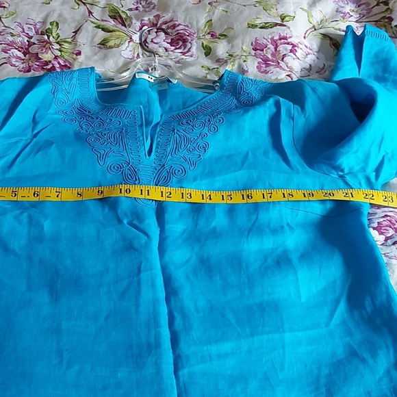 Nygard deep turquoise linen tunic - Picture 5 of 7